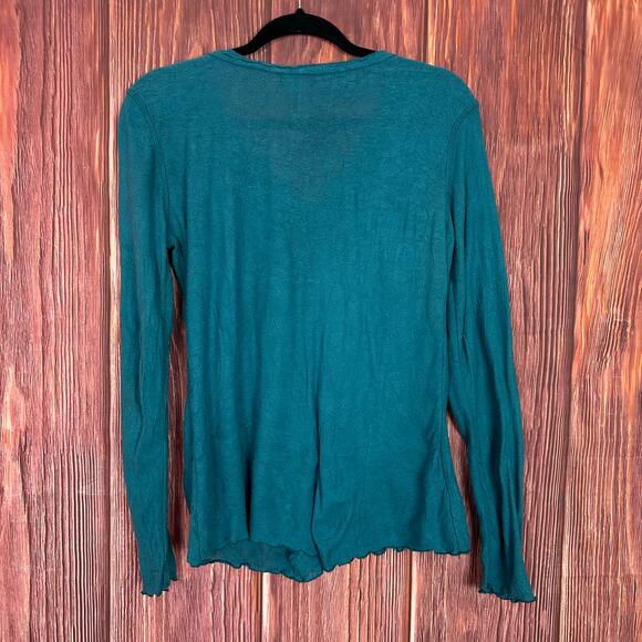 Snoskins Womens Blue V-neck Long Sleeve Top Size Medium M Casual Basic USA - Picture 3 of 5